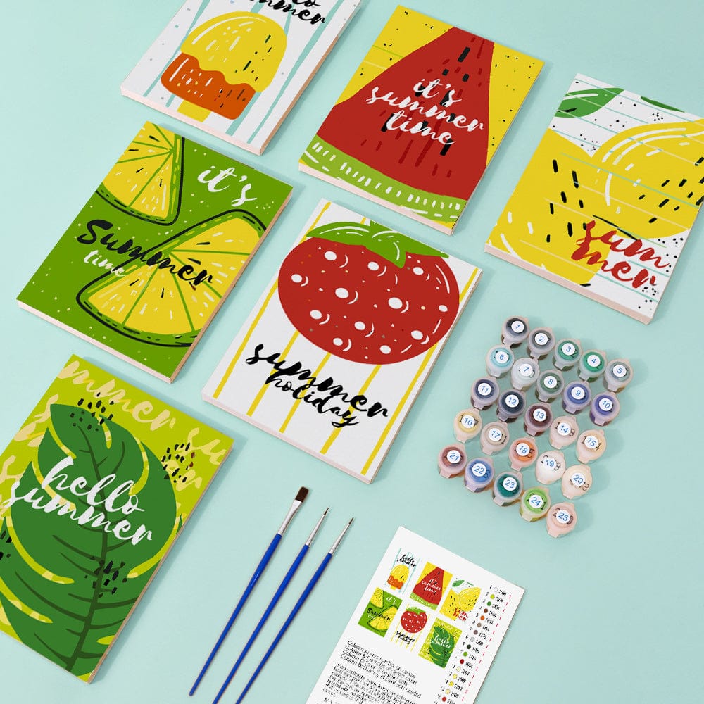 6 Mini Paintings – Sweet Summer Fruits Set (5.9” x 7.9” / 15 x 20 cm)