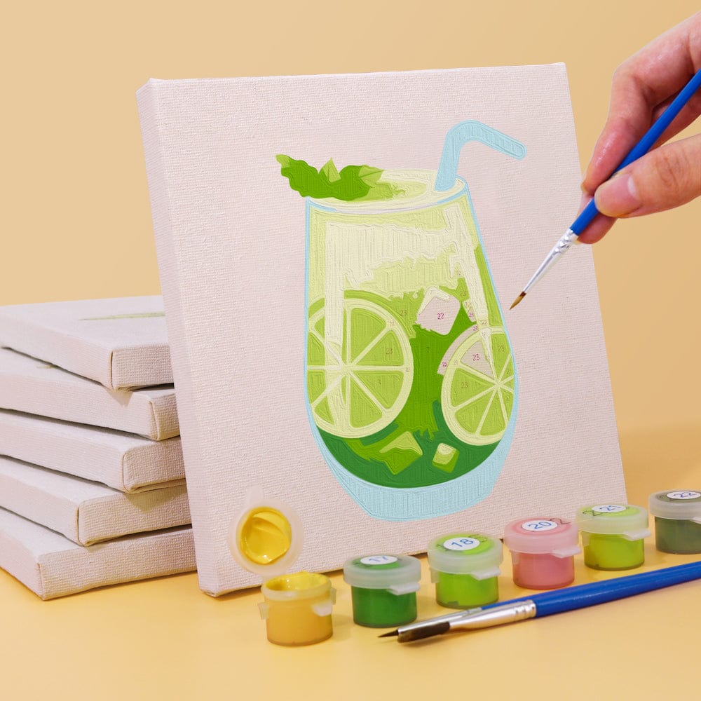 6 Mini Paintings – Tropical Cocktails Set (5.9” x 5.9” / 15 x 15 cm)