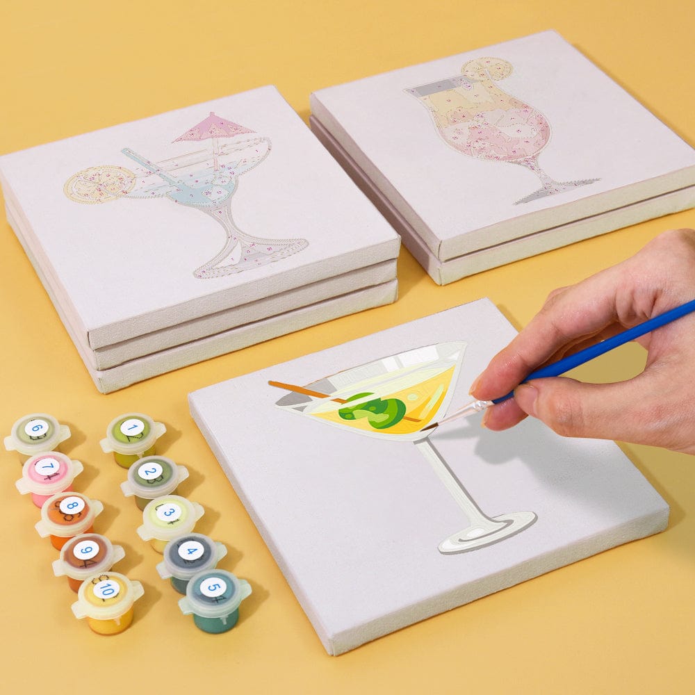 6 Mini Paintings – Tropical Cocktails Set (5.9” x 5.9” / 15 x 15 cm)