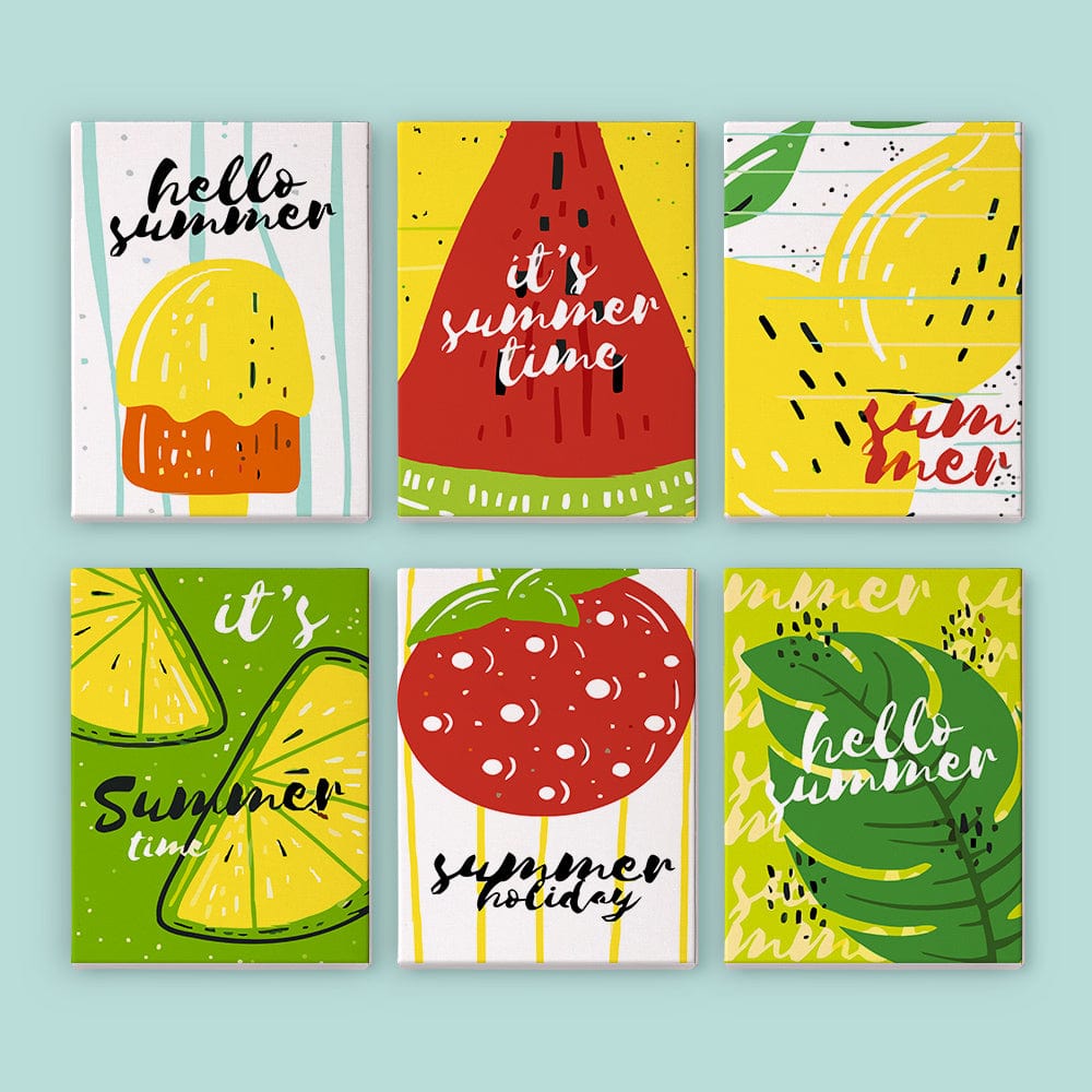 6 Mini Paintings – Sweet Summer Fruits Set (5.9” x 7.9” / 15 x 20 cm)