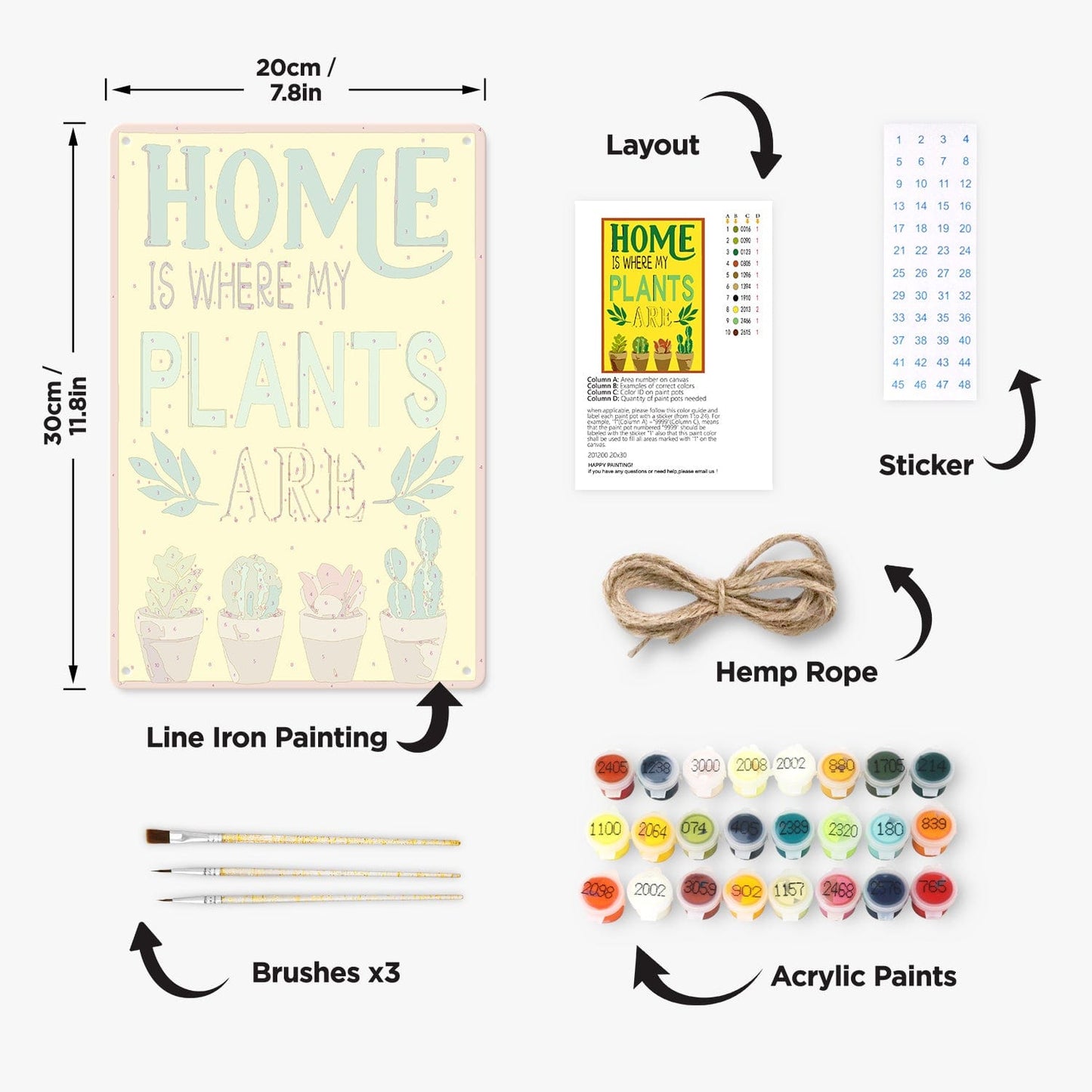DIYArtCool™ Metal Bar/Posters Art Paint By Numbers- Home Is Where My Plants Are #33 (20x30cm /7.8"x11.8")
