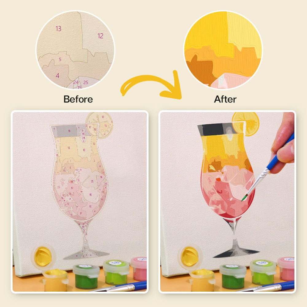 6 Mini Paintings – Tropical Cocktails Set (5.9” x 5.9” / 15 x 15 cm)