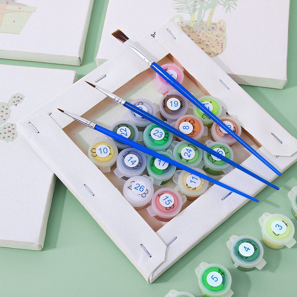 9 Mini Paintings – Indoor Plants Set (5.9“ x 5.9" / 15 x 15 cm)