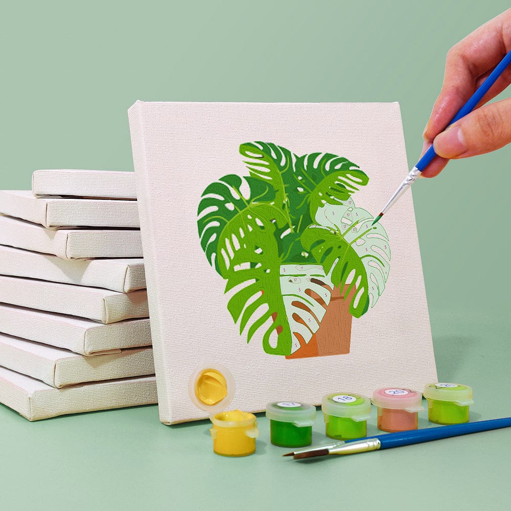 9 Mini Paintings – Indoor Plants Set (5.9“ x 5.9" / 15 x 15 cm)