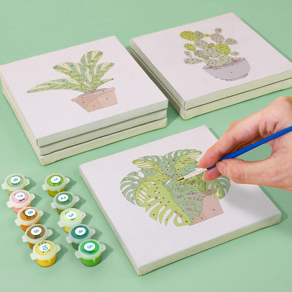9 Mini Paintings – Indoor Plants Set (5.9“ x 5.9" / 15 x 15 cm)