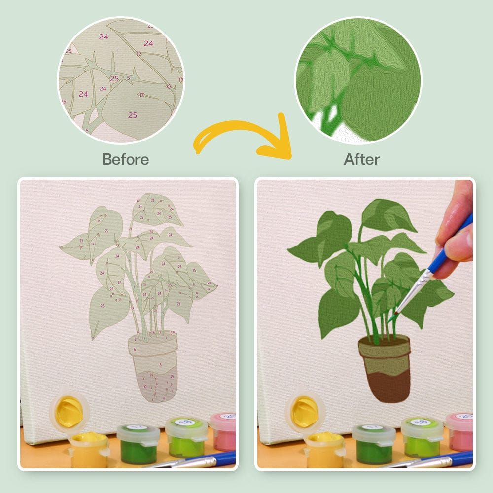 9 Mini Paintings – Indoor Plants Set (5.9“ x 5.9" / 15 x 15 cm)