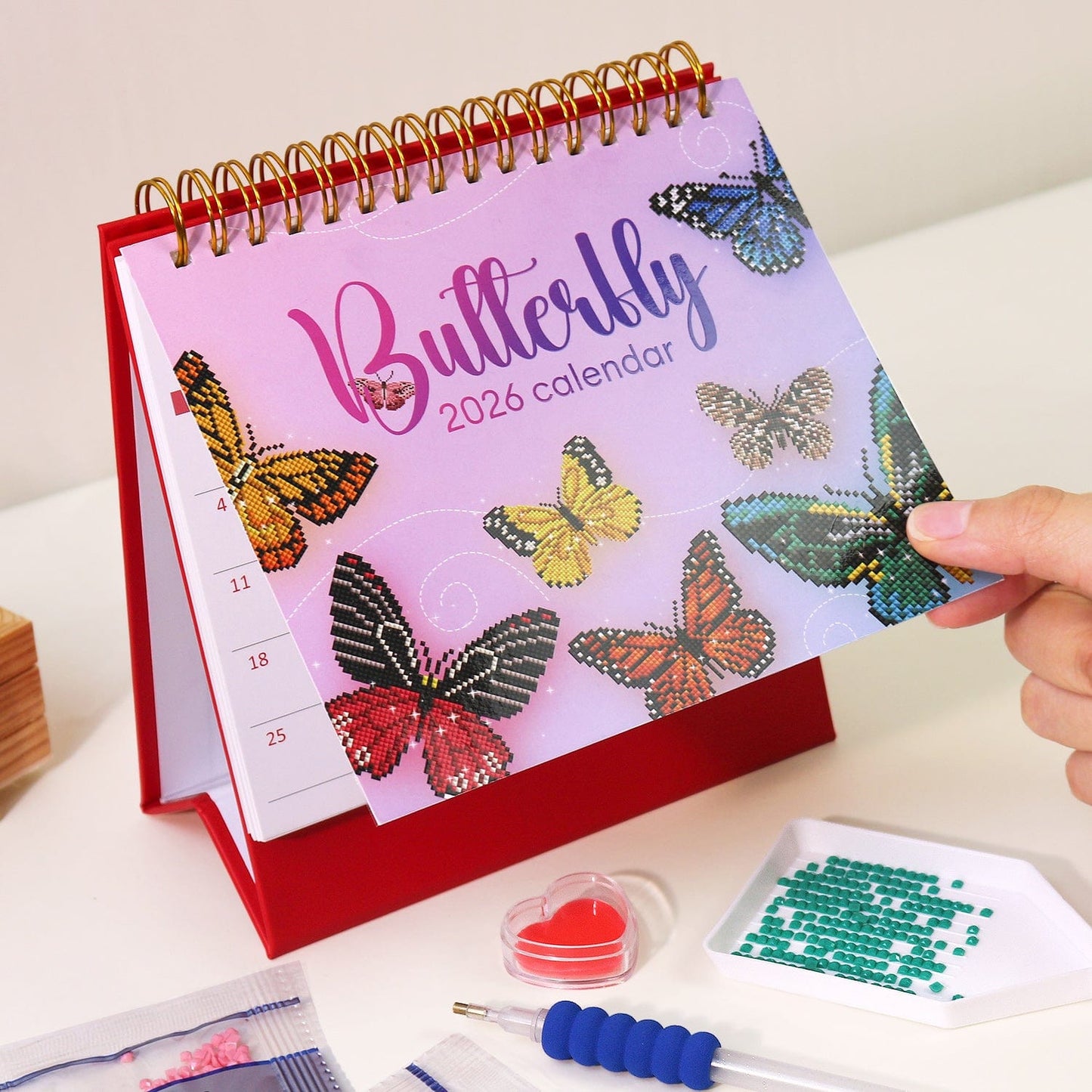 DIYArtCool™ 2026 Desk Calendar Series – Butterflies /Diamond Painting(17cm x 15cm)
