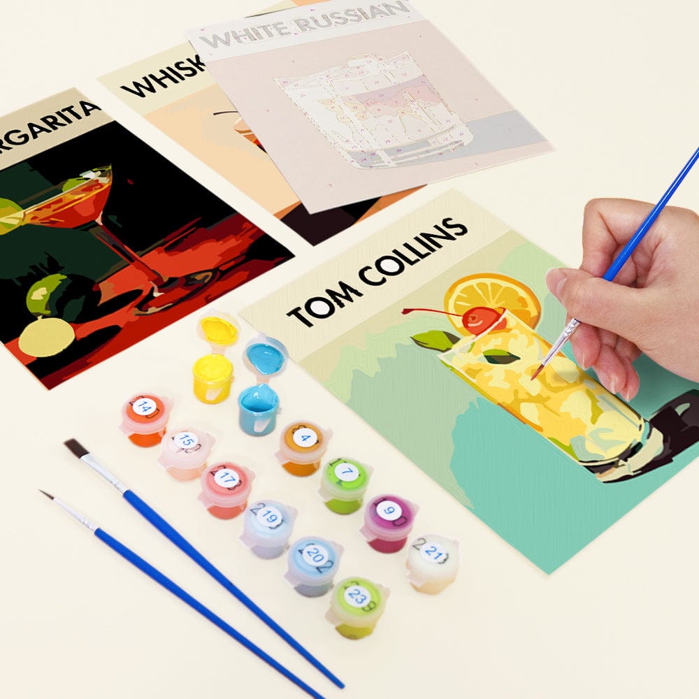 6 Mini Paintings – Sip & Paint Cocktail Set (5.9” x 7.9” / 15 x 20 cm)