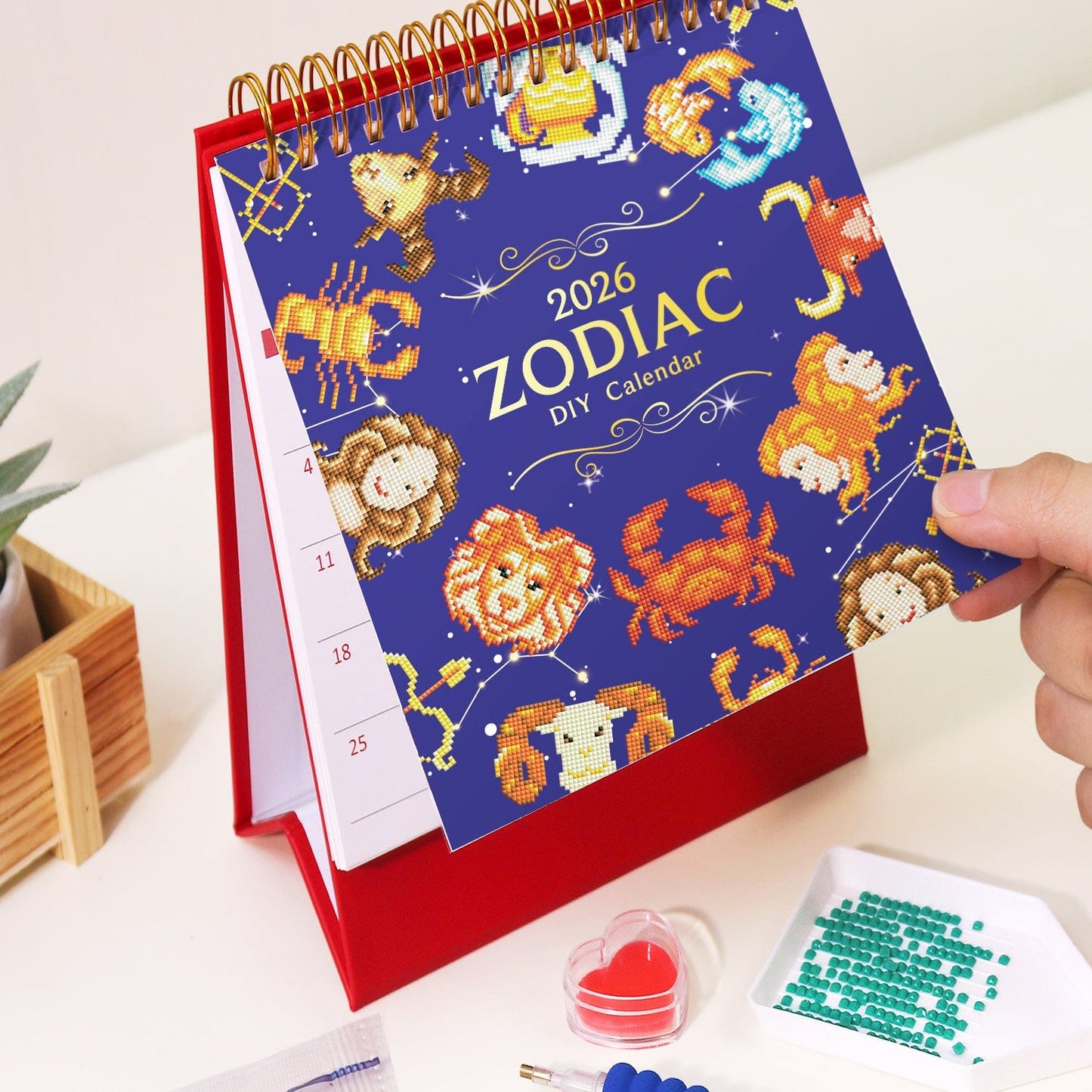 DIYArtCool™ 2026 Desk Calendar Series – Zodiac Spark /Diamond Painting(19cm x 13.2cm)