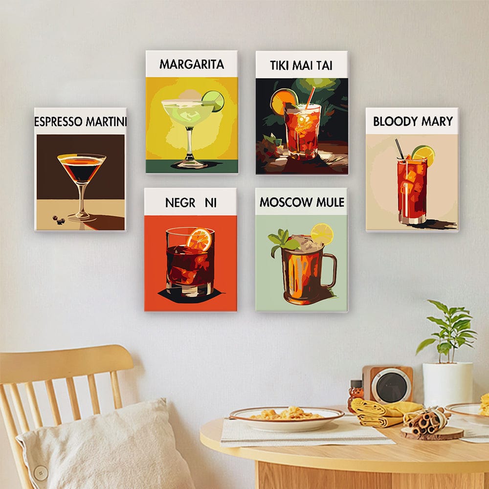 6 Mini Paintings – Cocktail Hour Set (5.9” x 7.9” / 15 x 20 cm)