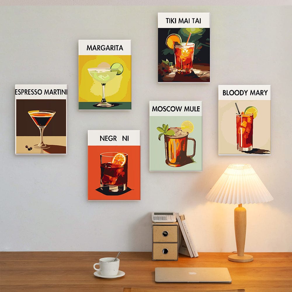 6 Mini Paintings – Cocktail Hour Set (5.9” x 7.9” / 15 x 20 cm)