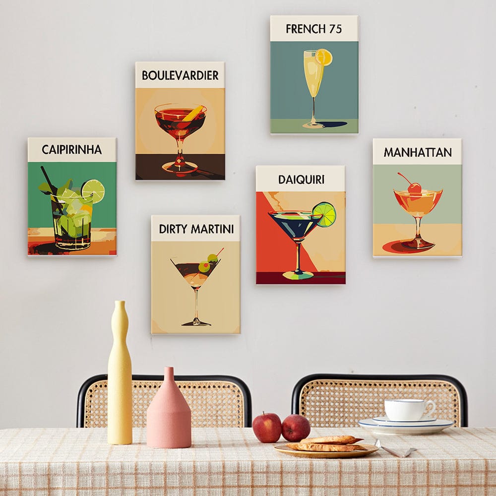 6 Mini Paintings – Signature Cocktails kit(5.9” x 7.9” / 15 x 20 cm)