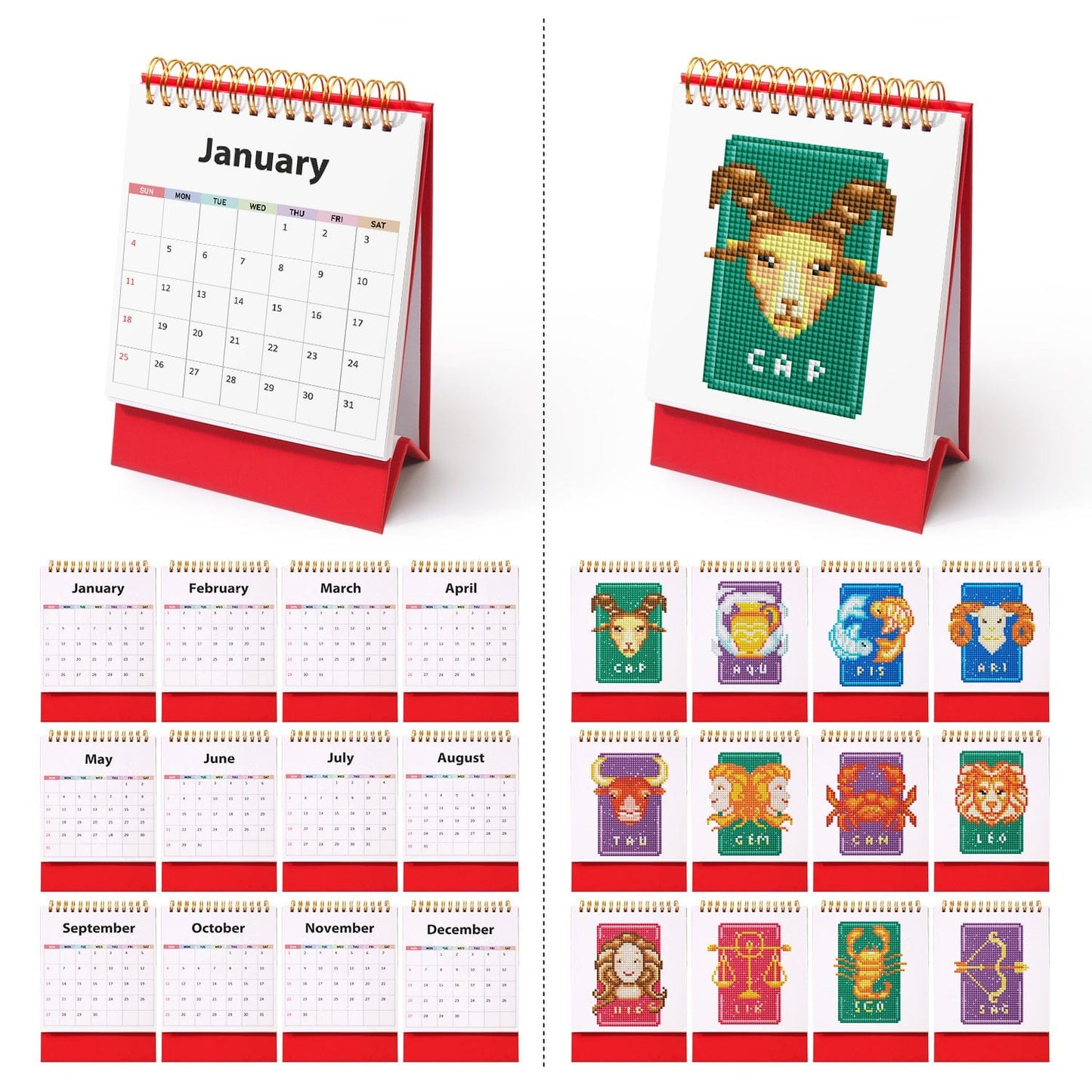 DIYArtCool™ 2026 Desk Calendar Series – Zodiac Spark /Diamond Painting(19cm x 13.2cm)