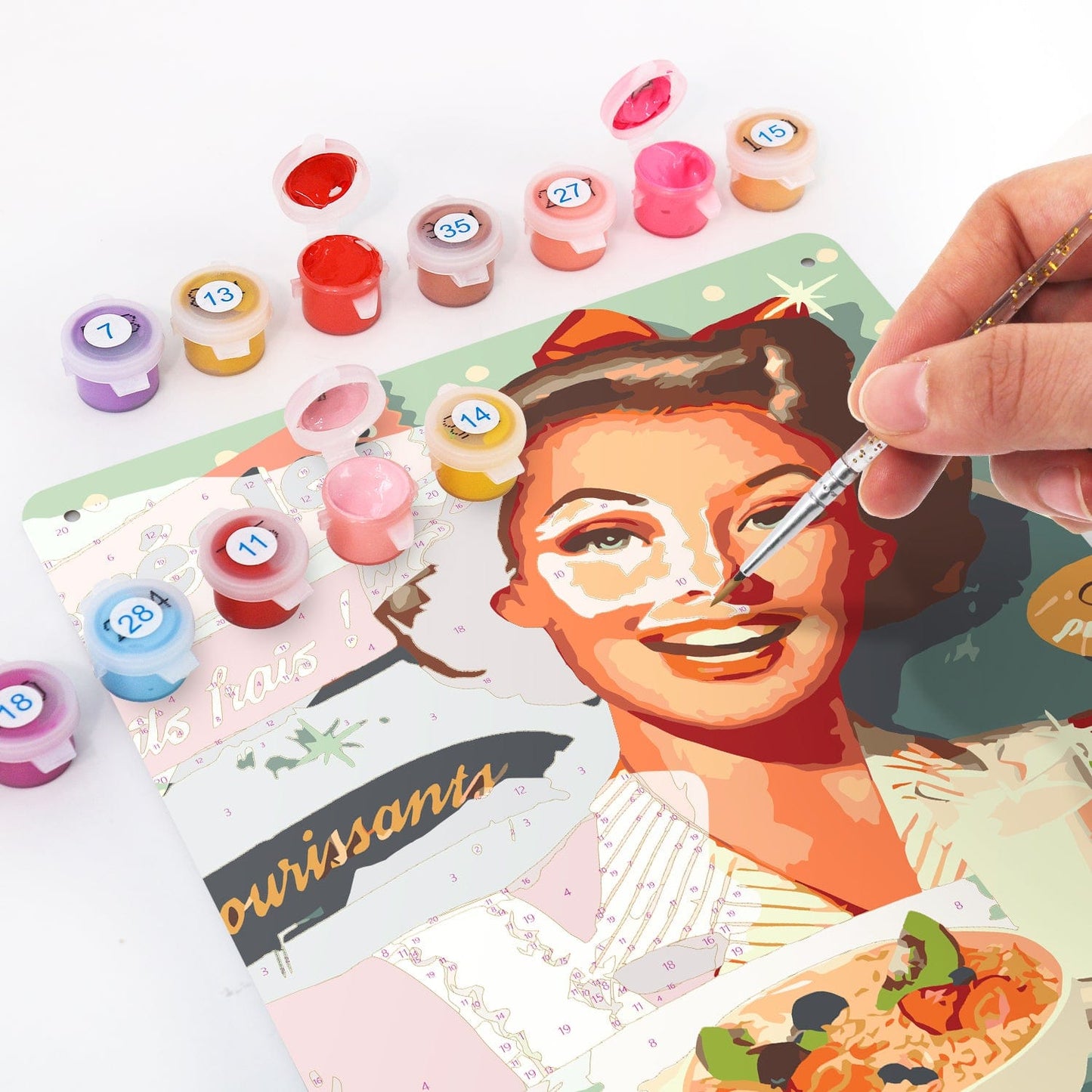 DIYArtCool™ Metal Bar/Posters Art Paint By Numbers- Vintage Breakfast Lady #18 (20x30cm /7.8"x11.8")