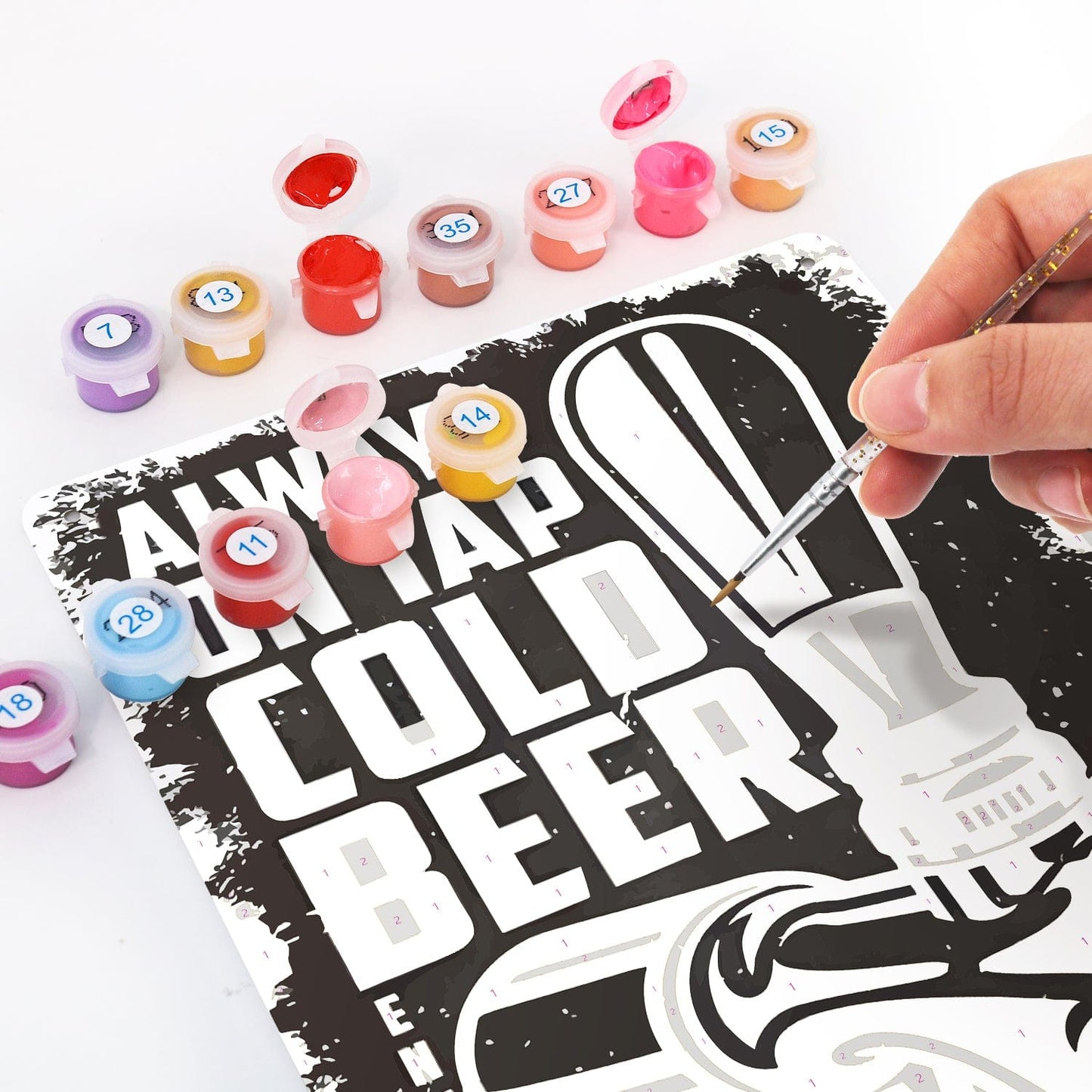 DIYArtCool™ Metal Bar/Posters Art Paint By Numbers- Cold Beer On Tap #07 (20x30cm /7.8"x11.8")