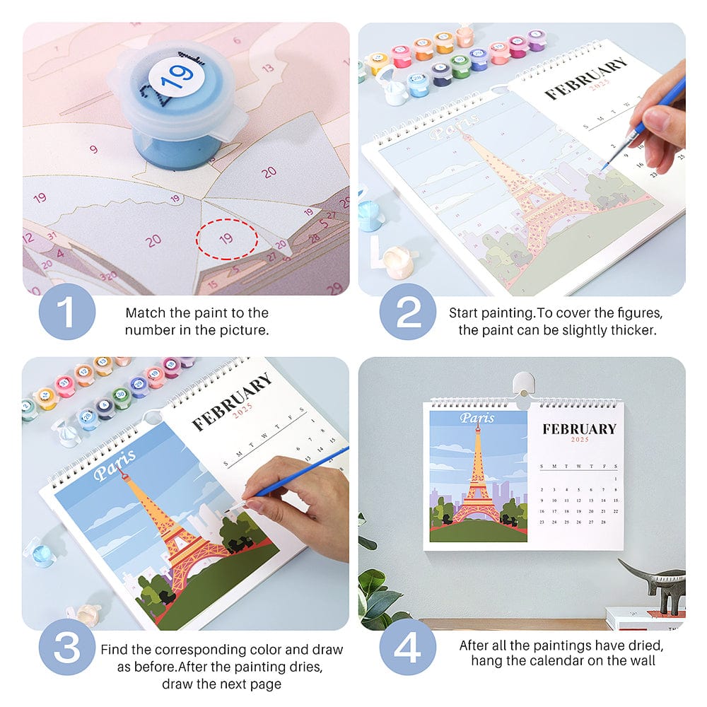2026 Calendar Series – World Scenic Spots / Animal Series /Paint by Numbers(28.3cm x 21cm)