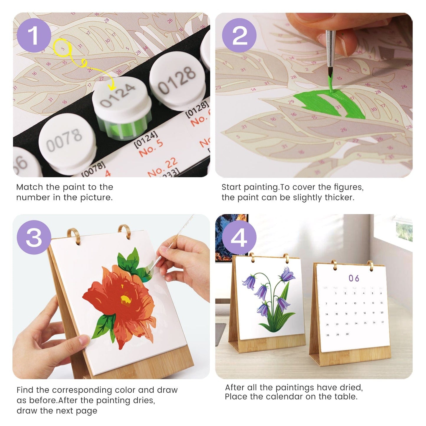 2026 Desk Calendar Series – Flowers /Paint by Numbers(18.2cm x 22.5cm)