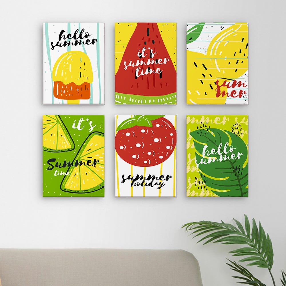 6 Mini Paintings – Sweet Summer Fruits Set (5.9” x 7.9” / 15 x 20 cm)