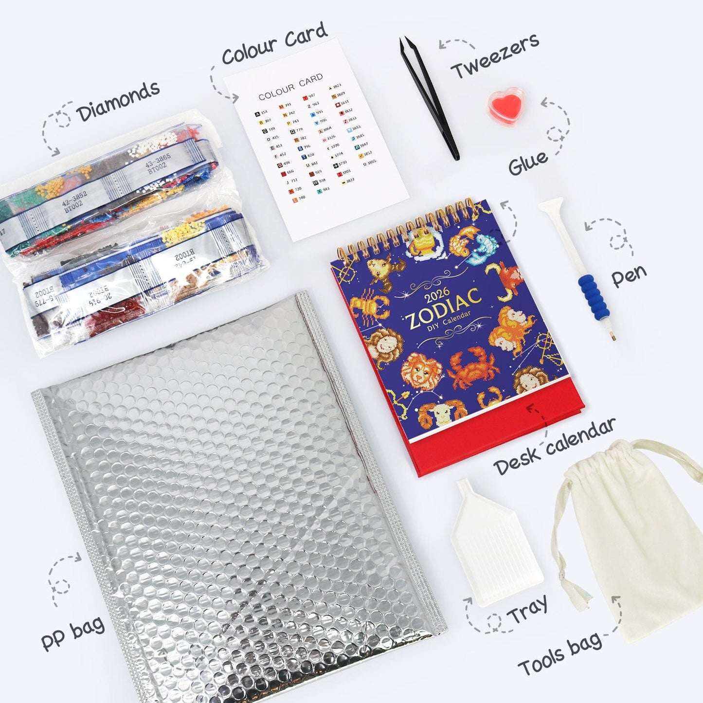 DIYArtCool™ 2026 Desk Calendar Series – Zodiac Spark /Diamond Painting(19cm x 13.2cm)
