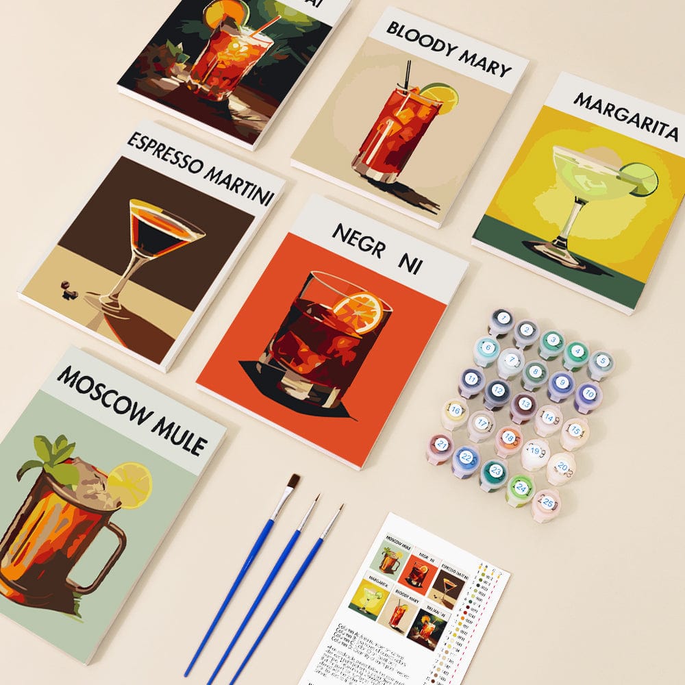 6 Mini Paintings – Cocktail Hour Set (5.9” x 7.9” / 15 x 20 cm)