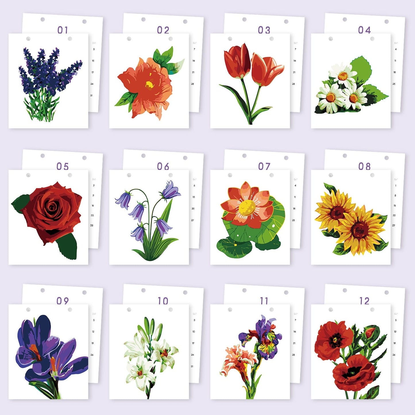 2026 Desk Calendar Series – Flowers /Paint by Numbers(18.2cm x 22.5cm)