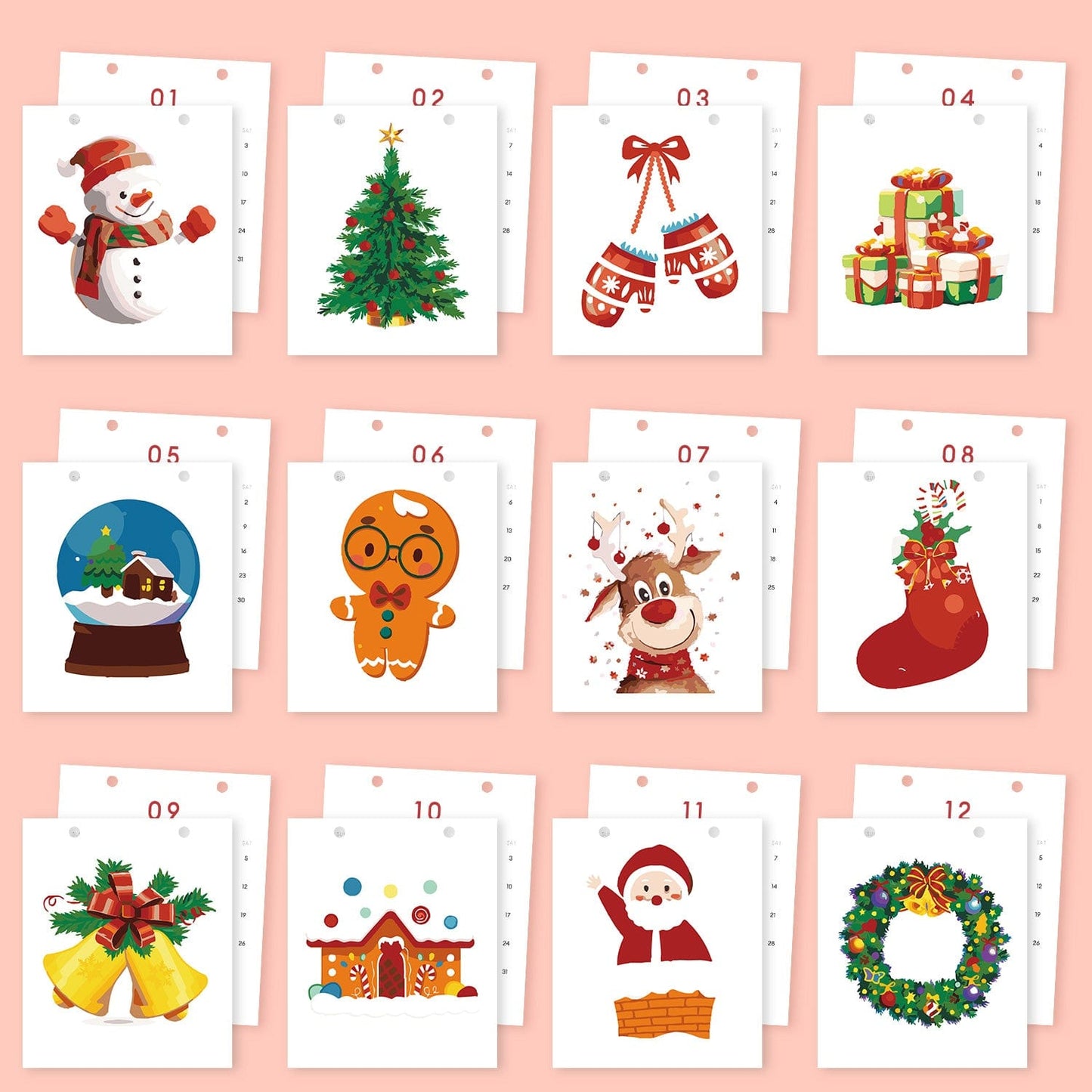 2026 Desk Calendar Series – Christmas theme /Paint by Numbers(18.2cm x 22.5cm)