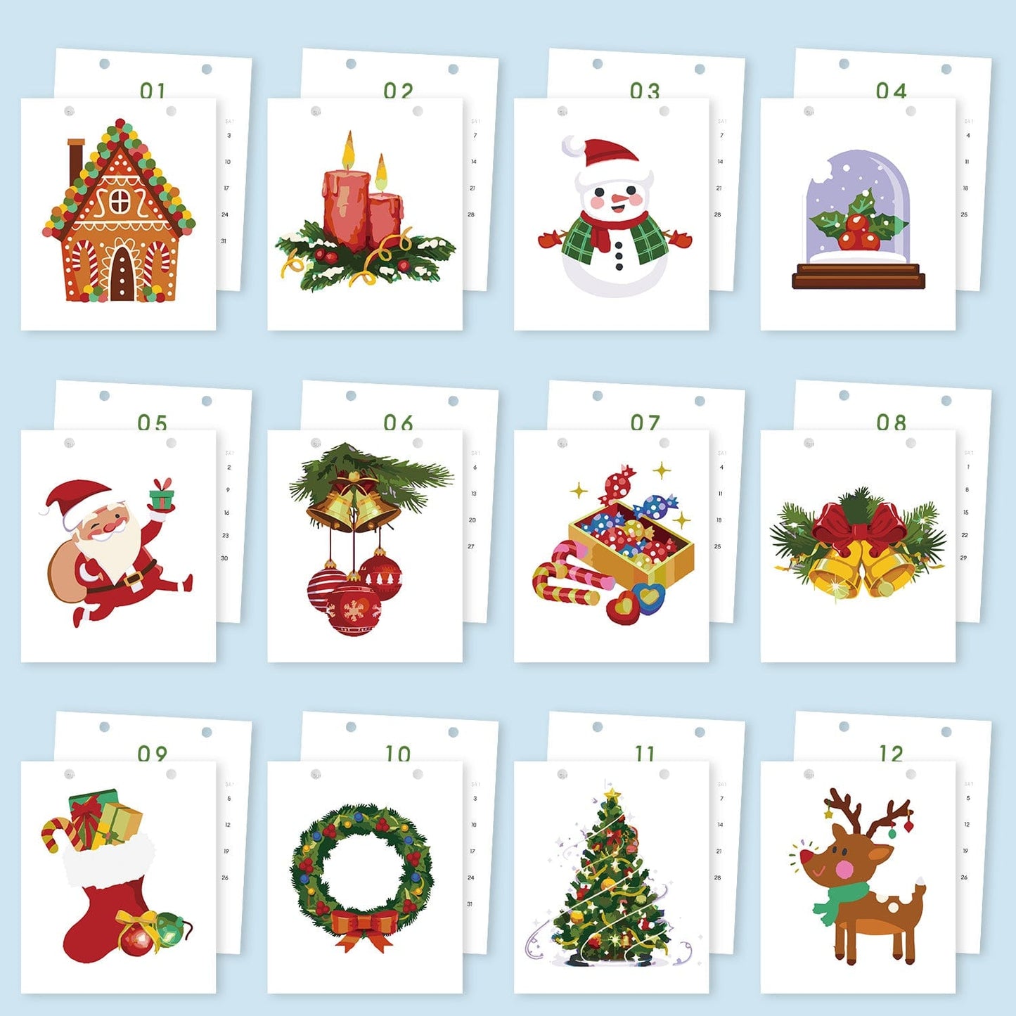 2026 Desk Calendar Series – Christmas elements /Paint by Numbers(18.2cm x 22.5cm)