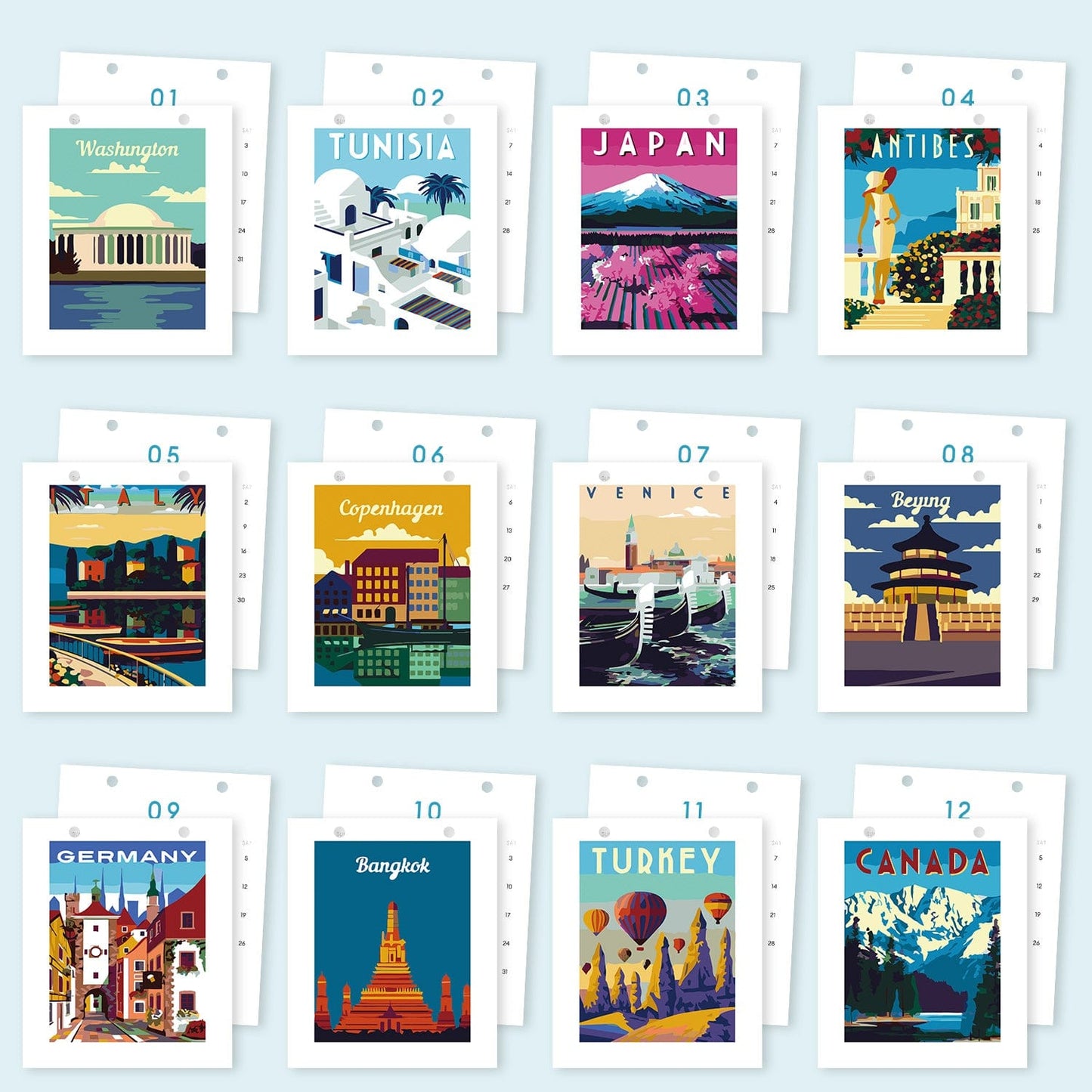 2026 Desk Calendar Series – Scenic spots /Paint by Numbers(18.2cm x 22.5cm)