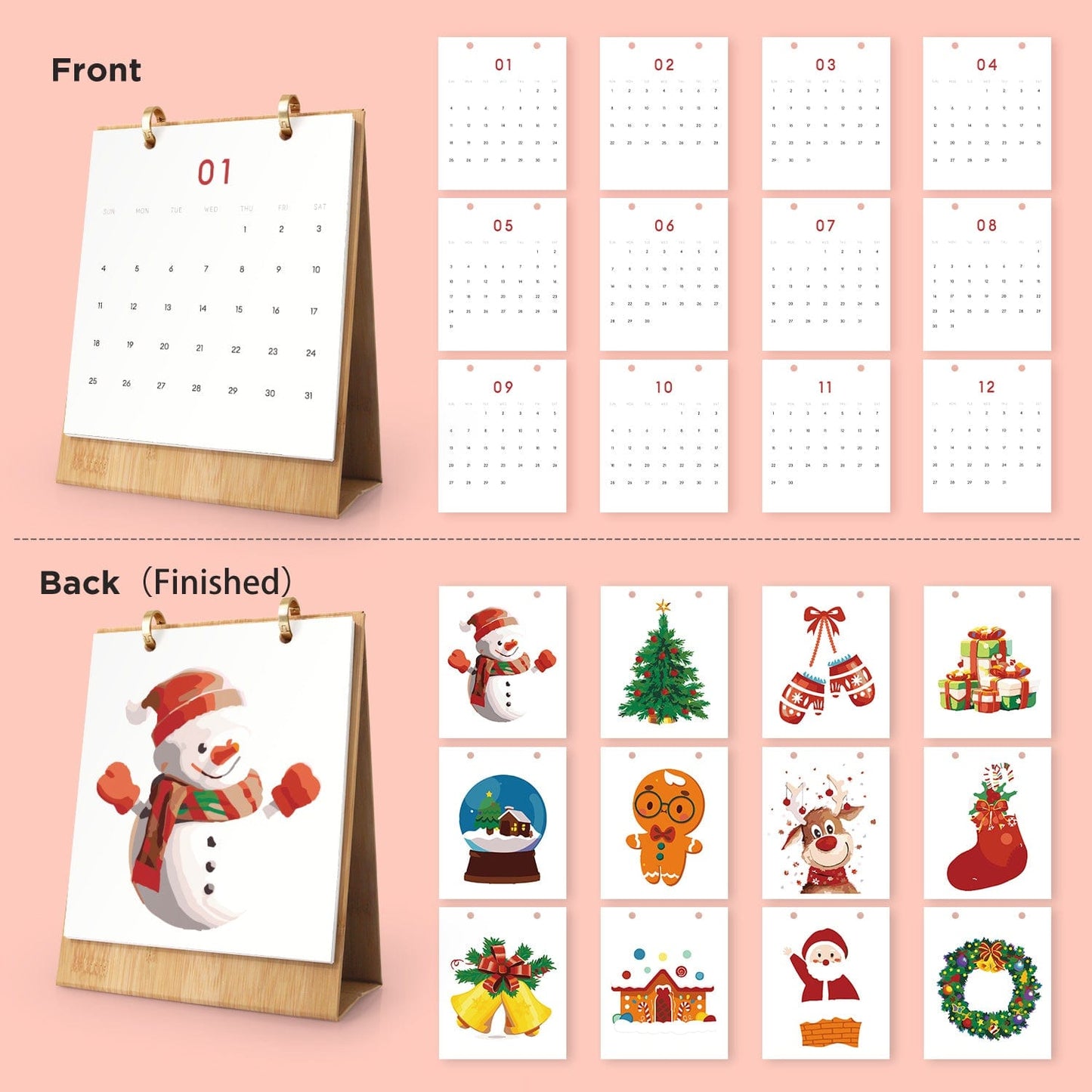 2026 Desk Calendar Series – Christmas theme /Paint by Numbers(18.2cm x 22.5cm)