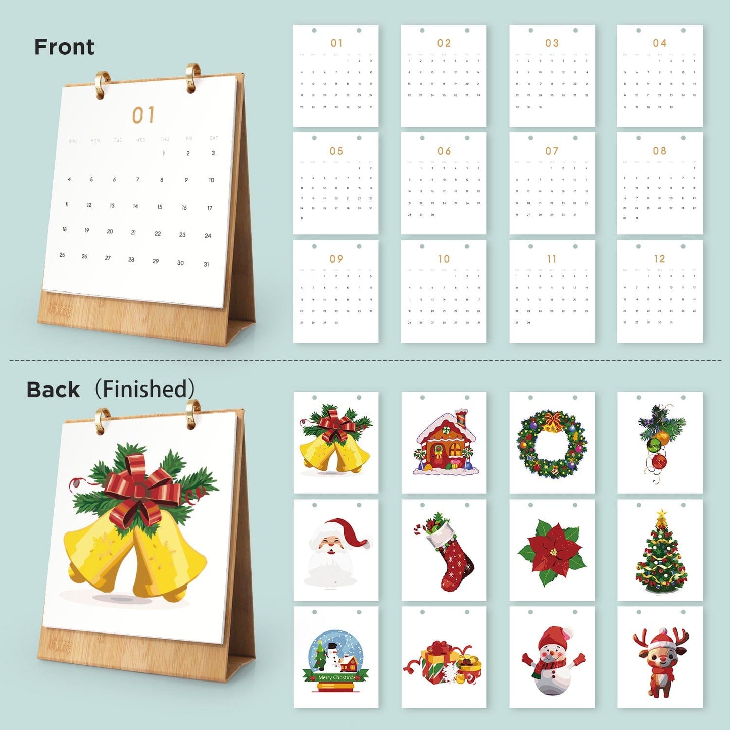 2026 Desk Calendar Series – Christmas Carnival /Paint by Numbers(18.2cm x 22.5cm)