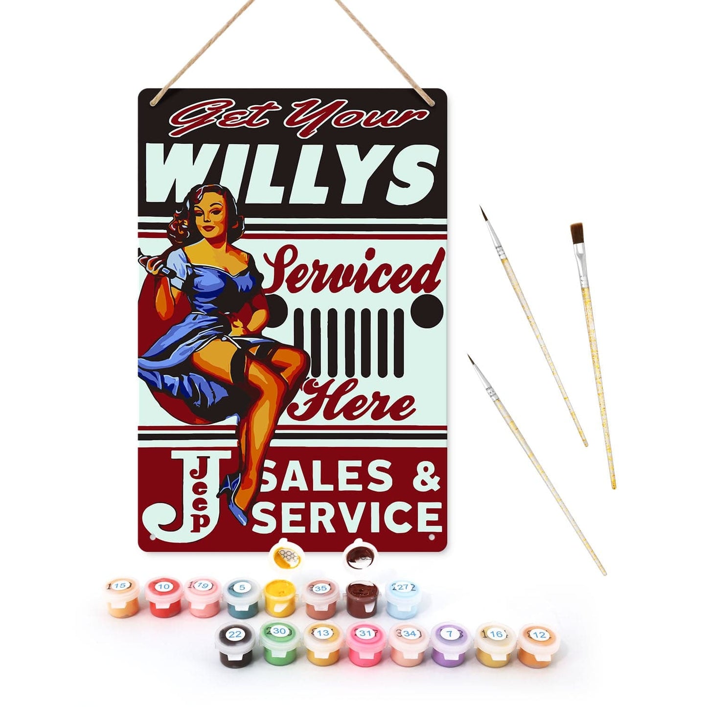 DIYArtCool™ Metal Bar/Posters Art Paint By Numbers- Get Your Willys Serviced #21 (20x30cm /7.8"x11.8")