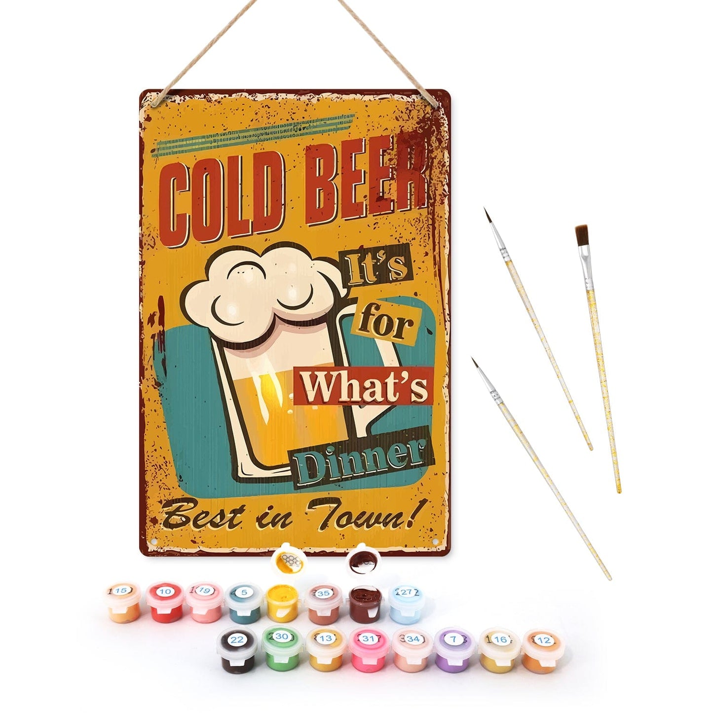 DIYArtCool™ Metal Bar/Posters Art Paint By Numbers- Cold Beer for Dinner #09 (20x30cm /7.8"x11.8")