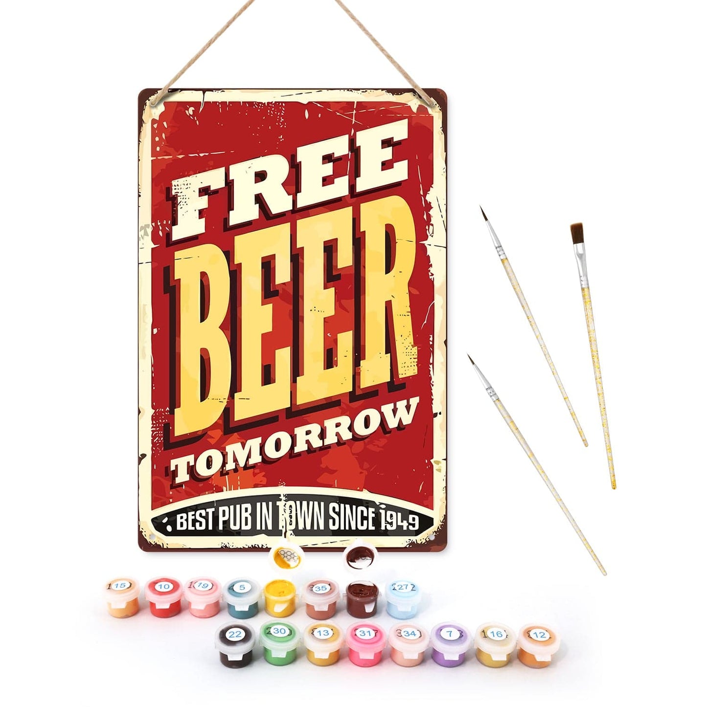 DIYArtCool™ Metal Bar/Posters Art Paint By Numbers- Free Beer Tomorrow #14 (20x30cm /7.8"x11.8")