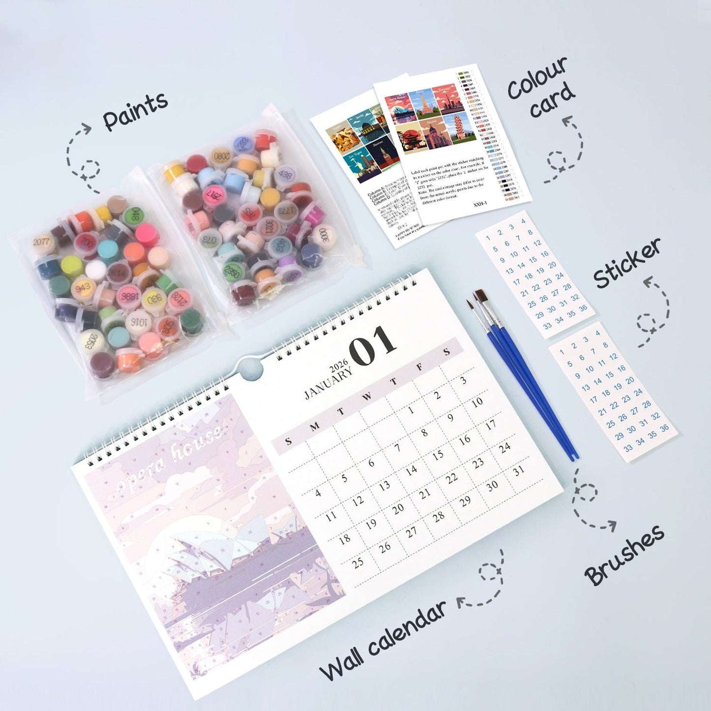 2026 Calendar Series – World Scenic Spots / Animal Series /Paint by Numbers(28.3cm x 21cm)