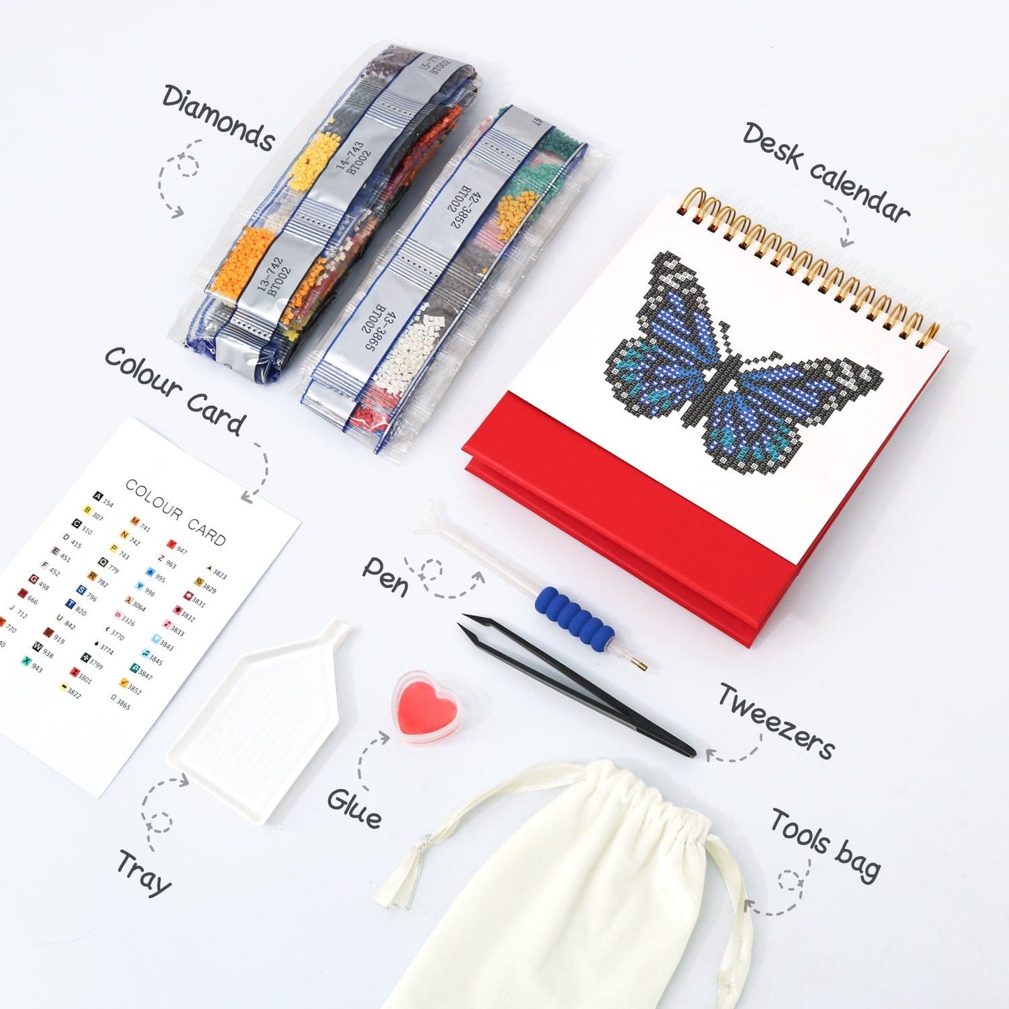 DIYArtCool™ 2026 Desk Calendar Series – Butterflies /Diamond Painting(17cm x 15cm)