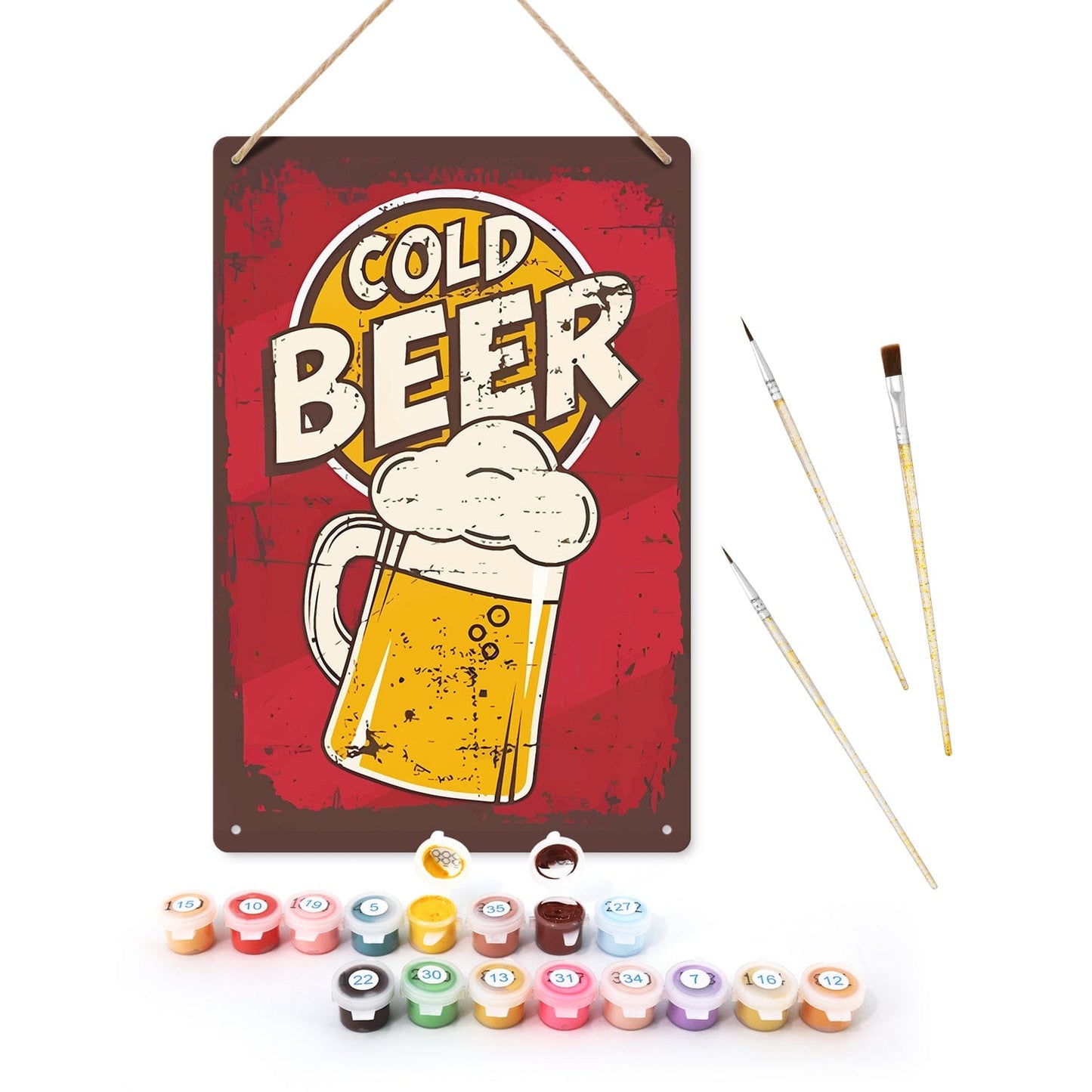 DIYArtCool™ Metal Bar/Posters Art Paint By Numbers- Cold Beer Classic #06(20x30cm /7.8"x11.8")