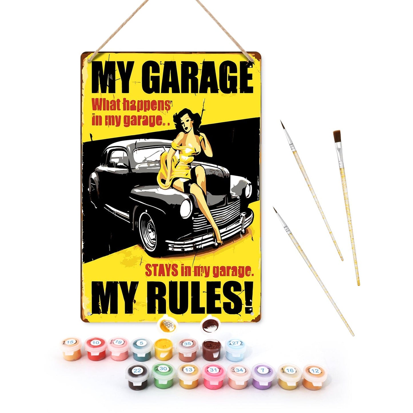 DIYArtCool™ Metal Bar/Posters Art Paint By Numbers- My Garage, My Rules #16 (20x30cm /7.8"x11.8")