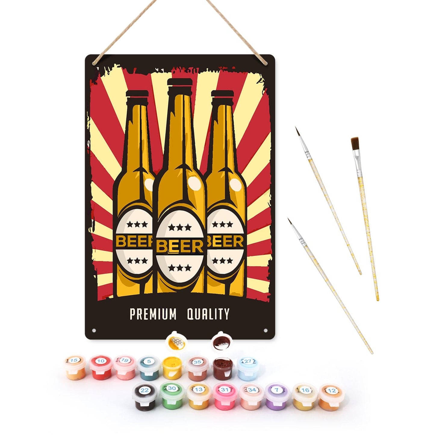 DIYArtCool™ Metal Bar/Posters Art Paint By Numbers- Premium Beer Trio #2 (20x30cm /7.8"x11.8")
