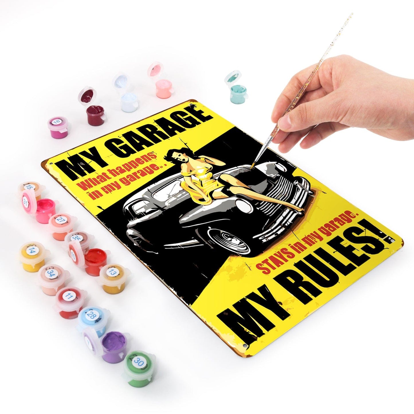 DIYArtCool™ Metal Bar/Posters Art Paint By Numbers- My Garage, My Rules #16 (20x30cm /7.8"x11.8")