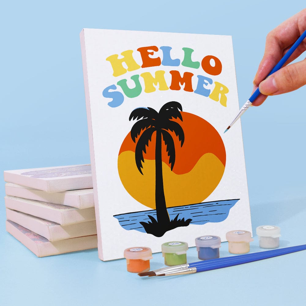 6 Mini Paintings – Retro Summer Vibes Set (5.9” x 7.9” / 15 x 20 cm)