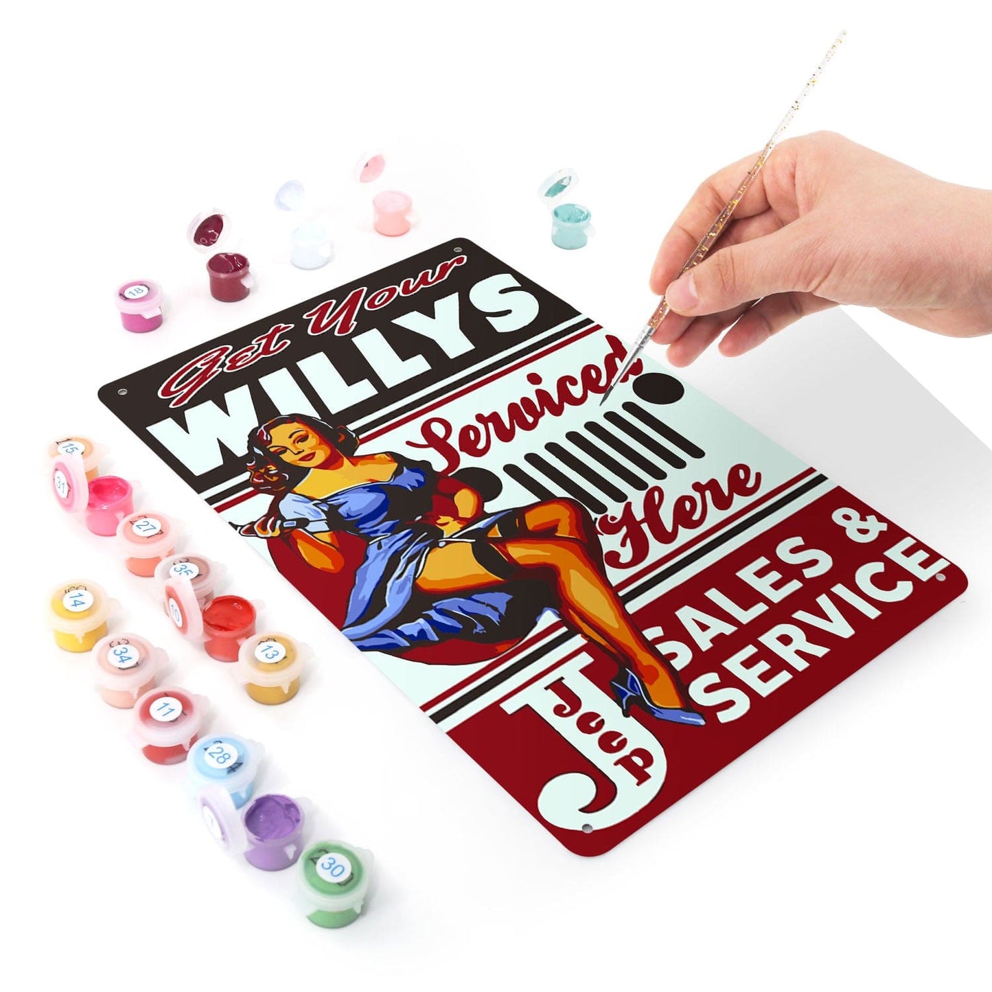 DIYArtCool™ Metal Bar/Posters Art Paint By Numbers- Get Your Willys Serviced #21 (20x30cm /7.8"x11.8")