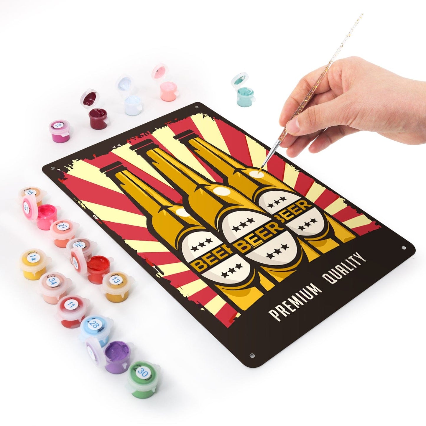 DIYArtCool™ Metal Bar/Posters Art Paint By Numbers- Premium Beer Trio #2 (20x30cm /7.8"x11.8")
