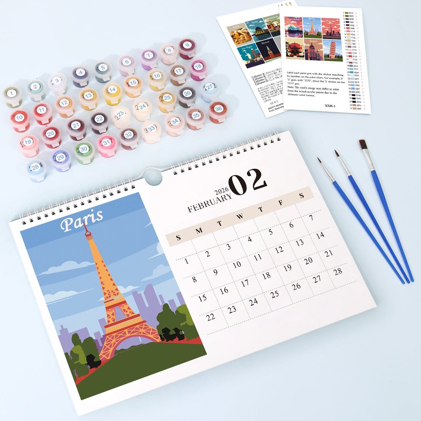 2026 Calendar Series – World Scenic Spots / Animal Series /Paint by Numbers(28.3cm x 21cm)