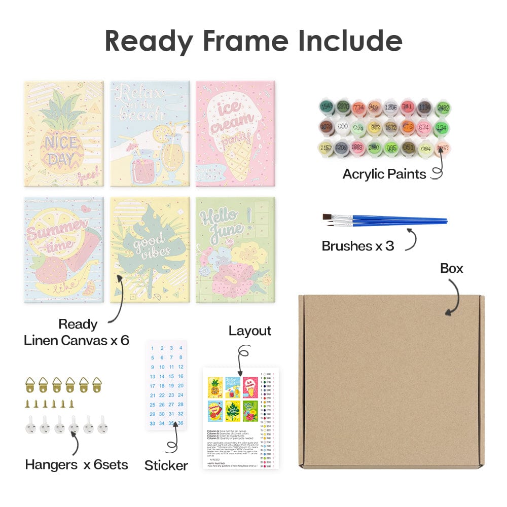 6 Mini Paintings – Summer Vibes Poster Set (5.9” x 7.9” / 15 x 20 cm)