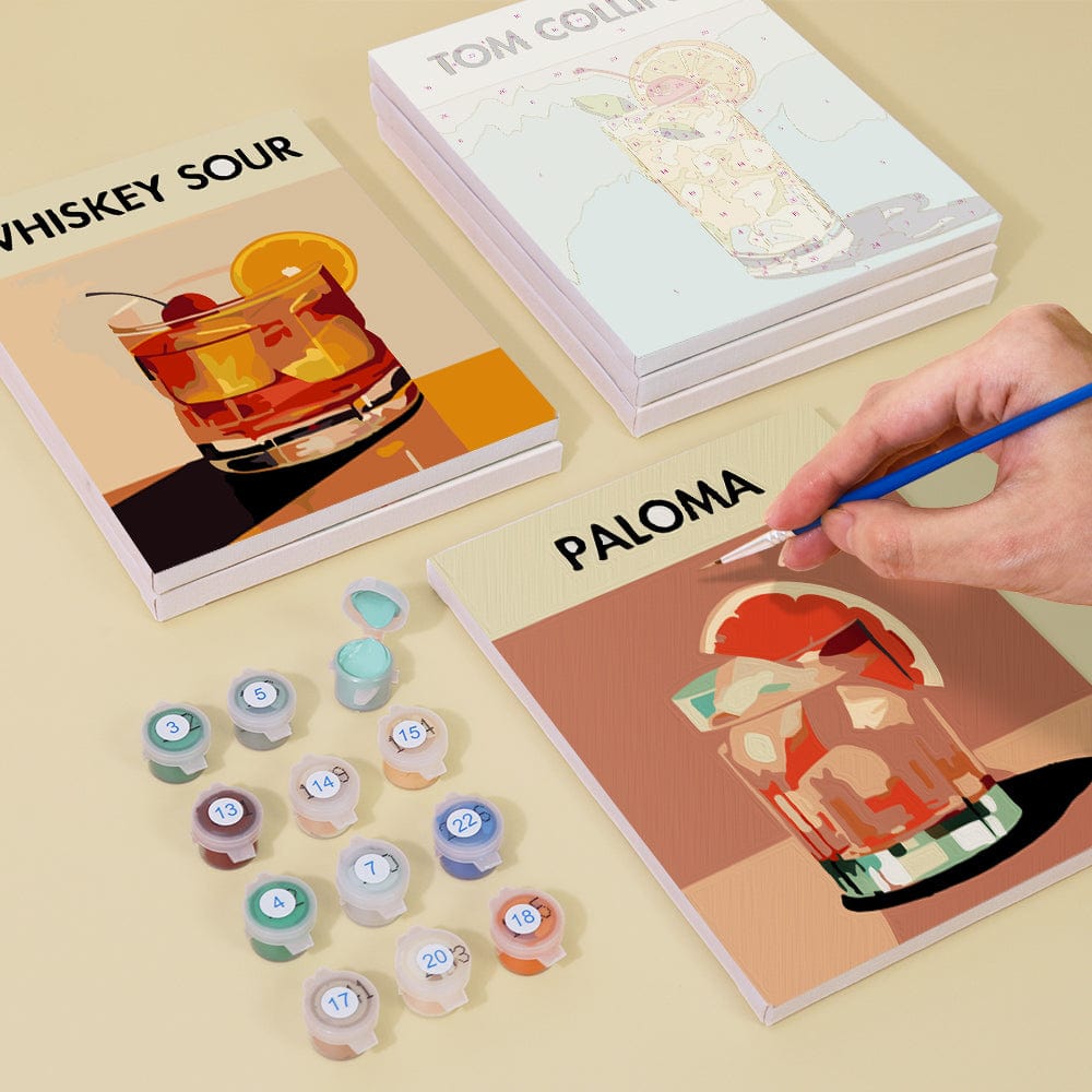 6 Mini Paintings – Sip & Paint Cocktail Set (5.9” x 7.9” / 15 x 20 cm)