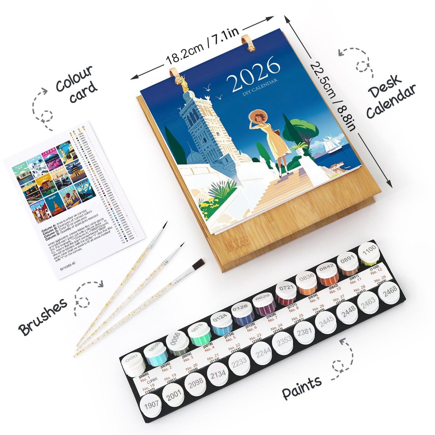 2026 Desk Calendar Series – Scenic spots /Paint by Numbers(18.2cm x 22.5cm)
