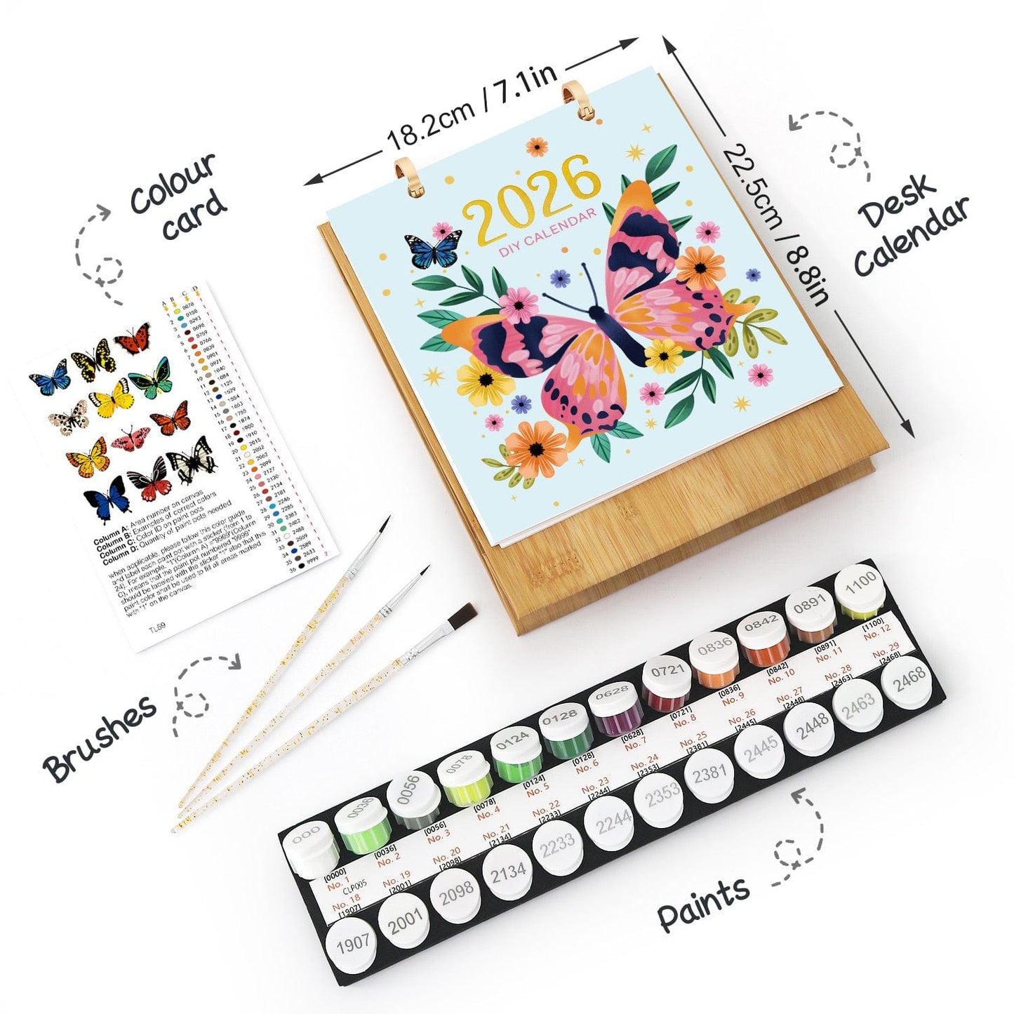2026 Desk Calendar Series – Butterflies /Paint by Numbers(18.2cm x 22.5cm)