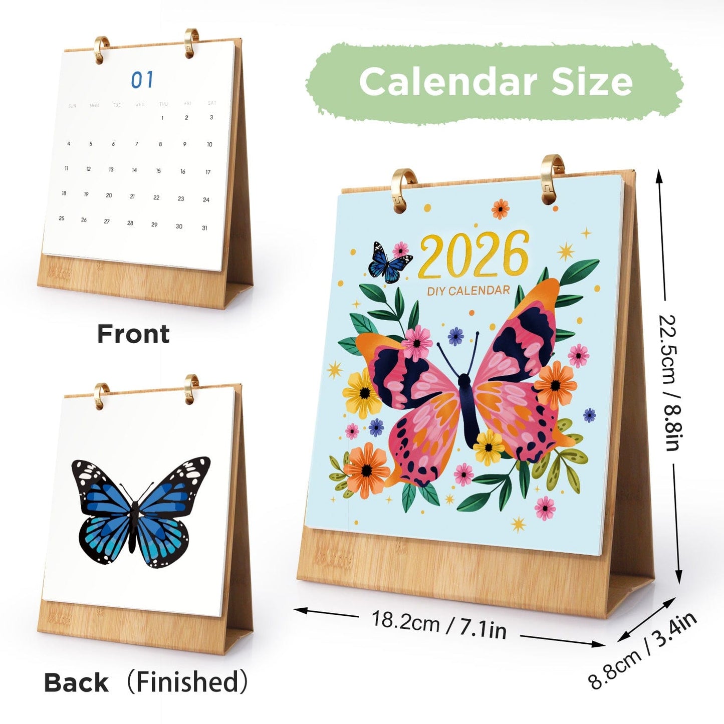 2026 Desk Calendar Series – Butterflies /Paint by Numbers(18.2cm x 22.5cm)