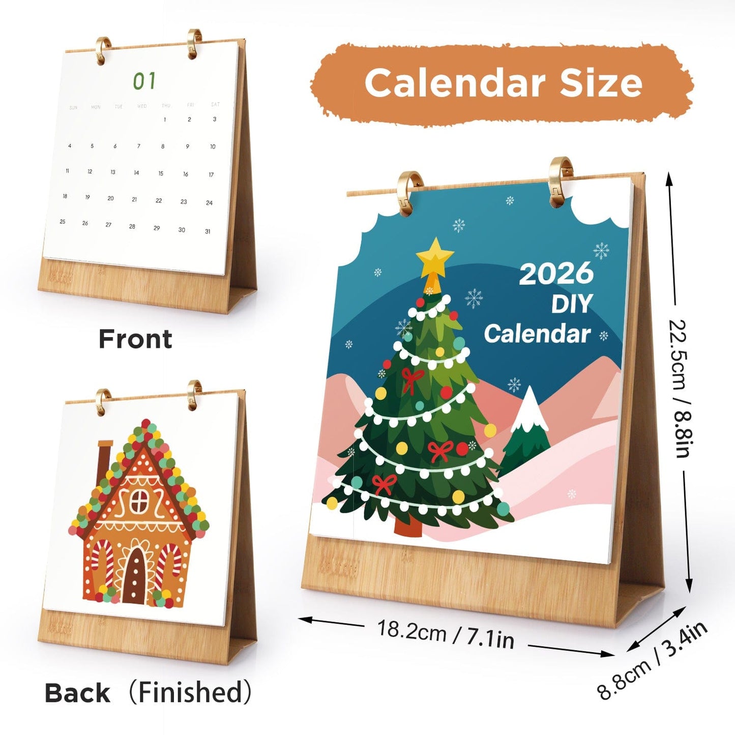 2026 Desk Calendar Series – Christmas elements /Paint by Numbers(18.2cm x 22.5cm)