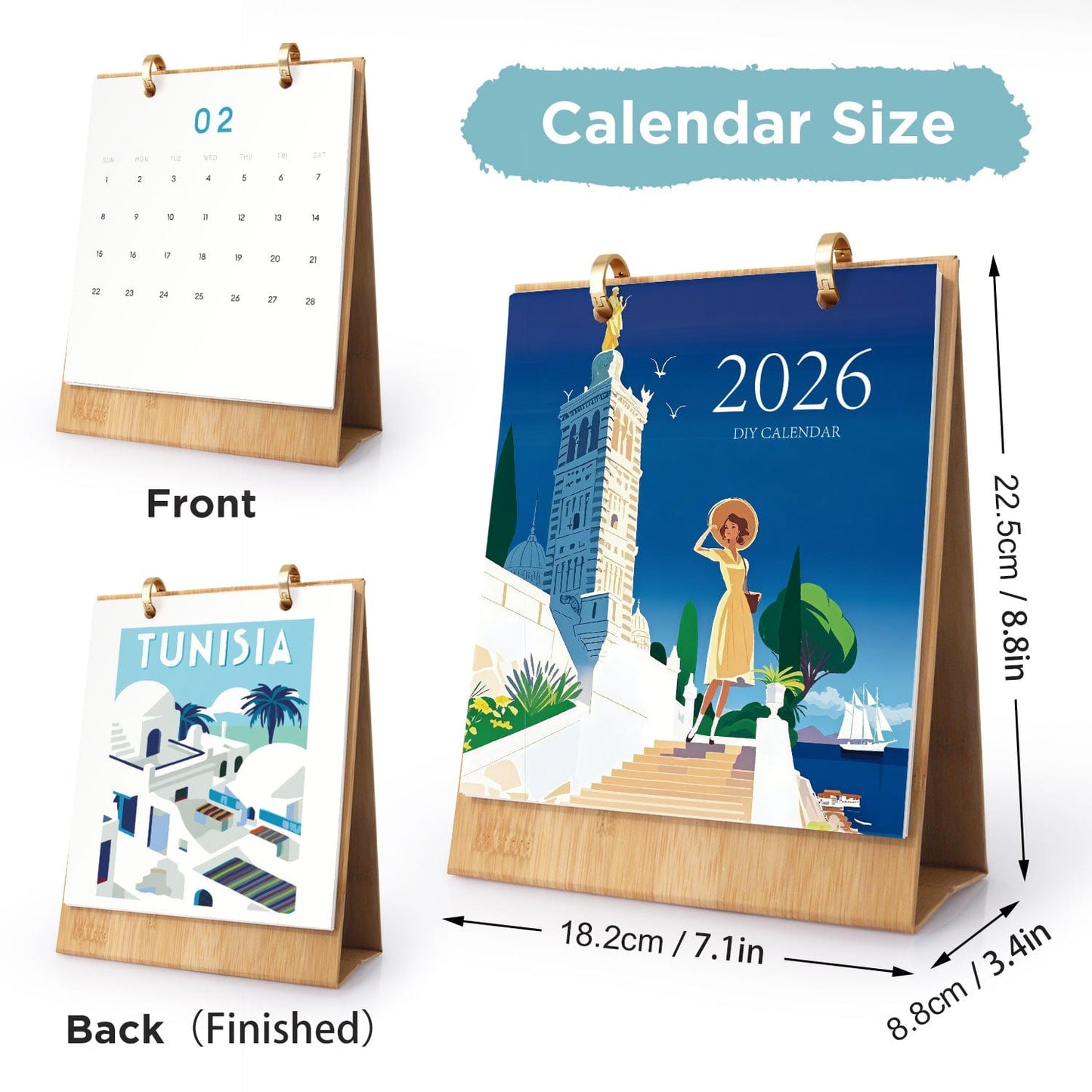 2026 Desk Calendar Series – Scenic spots /Paint by Numbers(18.2cm x 22.5cm)